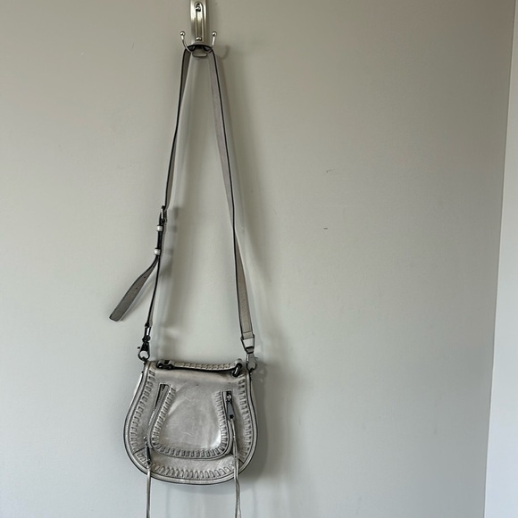 Rebecca Minkoff Vanity Saddle Bag Small Gray Crossbody Bag Purse Pockets - Picture 4 of 13